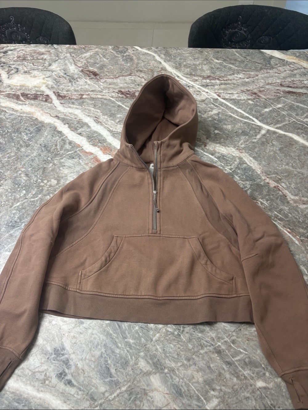 lululemon athletica Brown Half-Zip Hooded Sweatshirt